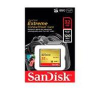 Tarjeta CF 32 GB - Sandisk CompactFlash Extreme 32GB, U3, Lectura 120MB/s, Escritura 85MB/s, Negro