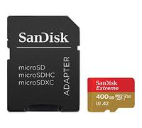 SanDisk Extreme 400 GB microSDXC Memory Card + SD Adapter with A2 App Performance + Rescue Pro Deluxe, Up to 160 MB/s, Class 10, UHS-I, U3, V30, Red/Gold