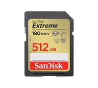 SanDisk 512 GB Extreme tarjeta de memoria SDXC + RescuePRO Deluxe, hasta 180 MB/s, UHS-I, Class 10, U3 y V30