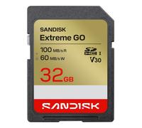 SANDISK - Tarjeta de memoria 32B Extreme Go SD UHS-I, hasta 100 MB/s de lectura, 60 MB/s de escritura, tarjeta de memoria para vídeo 4K para DSLR y cámara sin espejo