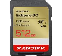 SANDISK Extreme Go - Tarjeta de memoria SD UHS-I de 512 GB, hasta 230 MB/s de lectura, 150 MB/s de escritura, tarjeta de memoria para vídeo 4K para DSLR y cámara sin espejo