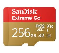 SanDisk Extreme Go Tarjeta Micro SD 256GB + adaptador SD (Para smartphones y tabletas Android, Action Cams, Drones, UHS-I, hasta 200 MB/s, 5k, 4K UHD, V30, Rescue PRO Deluxe, Class 10, U3) para Amazon