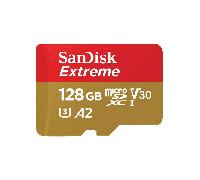 SANDISK EXTREME MICROSDXC 128GB + SD ADAPTER + 1 YR RESCUEPRO DELUXE UP TO 190MB/S & 90MB/S READ/WRITE SPEEDS A2 C10 V30 UHS-I