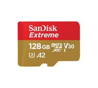 SANDISK EXTREME MICROSDXC 128GB + SD ADAPTER + 1 YR RESCUEPRO DELUXE UP TO 190MB/S & 90MB/S READ/WRITE SPEEDS A2 C10 V30 UHS-I SDSQXAA-128G-GN6MA