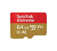 SANDISK EXTREME MICROSDXC 64GB + SD ADAPTER + 1 YR RESCUEPRO DELUXE UP TO 170MB/S & 80MB/S READ/WRITE SPEEDS A2 C10 V30 UHS-I