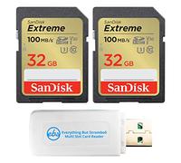 SanDisk Extreme - Paquete de 2 tarjetas de memoria SD de 32 GB funciona con cámara digital, computadora y cámaras Trail (SDSDXVT-032G-GNCIN) paquete con todo menos Stromboli lector de tarjetas micro y