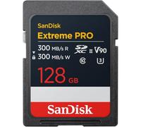 SanDisk Extreme Pro 128 GB SDXC Tarjeta, UHS-II, Velocidad de Lectura con hasta 300 MB/s, Velocidad de Escritura 300 MB/s, V90, Grabación de vídeo en 8K cinematográfica