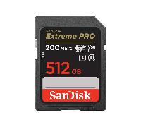 SANDISK EXTREME PRO 512GB SDXC MEMORY CARD + 2 YEARS RESCUEPRO DELUXE UP TO 200MB/S & 140MB/S READ/WRITE SPEEDS, UHS-I, CLASS 10, U3, V30