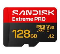 SANDISK Extreme Pro microSDHC Tarjeta UHS-I + SD Adapter, 128 GB (velocidades de Lectura de hasta 250 MB/s y velocidades de Escritura de hasta 120 MB/s, 5K, 3K, 4K UHD, C10, V30, U3, A2)