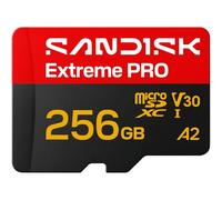 SANDISK Extreme Pro microSDHC Tarjeta UHS-I + SD Adapter, 256 GB (velocidades de Lectura de hasta 250 MB/s y velocidades de Escritura de hasta 170 MB/s, 5K, 3K, 4K UHD, C10, V30, U3, A2)