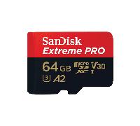 SANDISK EXTREME PRO MICROSDXC 64GB + SD ADAPTER + 2 YEARS RESCUEPRO DELUXE UP TO 200MB/S & 90MB/S READ/WRITE SPEEDS A2 C10 V30