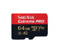 SANDISK EXTREME PRO MICROSDXC 64GB + SD ADAPTER + 2 YEARS RESCUEPRO DELUXE UP TO 200MB/S & 90MB/S READ/WRITE SPEEDS A2 C10 V30 SDSQXCU-064G-GN6MA