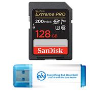 SanDisk Extreme Pro - Tarjeta de memoria de 128 GB compatible con Nikon D3400, D3300, D750, D5500, D5300, D500, AW130, W100, L840, A900 con 1 lector de tarjetas Micro y SD Everything But Stromboli 3.0