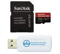 SanDisk Extreme Pro - Tarjeta de memoria MicroSDXC de 256 GB, funciona con cámara de acción GoPro Hero 12 Black (SDSQXCD-256G-GN6MA) con 1 lector de tarjetas Everything But Stromboli MicroSD y SD
