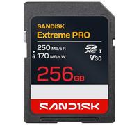 SANDISK Extreme Pro Tarjeta SD UHS-I de 256 GB (hasta 250 MB/s de Velocidad de Lectura y 170 MB/s de Escritura, vídeos en 4K UHD, U3, V30) Memory Zone App