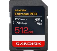 SANDISK Extreme Pro Tarjeta SD UHS-I de 512 GB (con hasta 250 MB/s de Velocidad de Lectura y 170 MB/s de Escritura, vídeos en 4K UHD, U3, V30) Memory Zone App