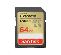 SanDisk Extreme SDXC Tarjeta SD 64 GB (SD Card UHS-I, V30, hasta 170 MB/s, Software de recuperación de datos RescuePRO Deluxe, SanDisk Quicklow Technologie, 4K UHD Videos, Class 10, U3