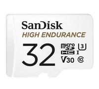 SanDisk HIGH ENDURANCE Video Monitoring for Dashcams & Home Monitoring 32 GB microSDHC Memory Card + SD Adaptor, Up to 100 MB/s read and 40 MB/s Write, Class 10, U3, V30, White
