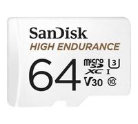 SanDisk High Endurance Video Monitoring for Dashcams & Home Monitoring 64 GB microSDXC Memory Card + SD Adaptor, Up to 100 MB/s Read and 40 MB/s Write, Class 10, U3, V30, White