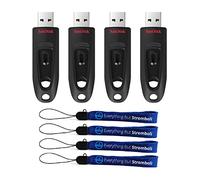 SanDisk - Memoria flash USB Ultra 3.0 de 256 GB, paquete de 4 unidades de pulgar de alto rendimiento, funciona con computadoras, portátiles y computadoras de escritorio (SDCZ48-256G-U46) con (4) cordones Everything But Stromboli