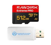 SanDisk MicroSD Extreme PRO 512GB para cámaras Insta360 SDSQXCJ-512G-GS6MA | Modelos compatibles: Luna Ultra y X6 UHS-I U3 V30 A2 Bundle con (1) Everything But Stromboli MicroSDXC y lector de tarjetas