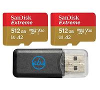 SanDisk MicroSD - Tarjeta de memoria extrema de 512 GB (paquete de 2) funciona con cámara de acción GoPro, Hero11 Black y Hero11 Black Mini (SDSQXAV-512G-GN6MN), paquete con 1 lector de tarjetas