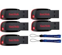 SanDisk - Paquete de 5 unidades Cruzer Blade 64 GB USB tipo A 2.0 unidad flash compacta compatible con portátiles y computadoras de escritorio SDCZ50-064G-B35 - Paquete con (2) cordones Everything But
