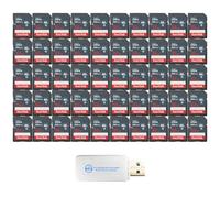 SanDisk - Paquete de 50 tarjetas SDHC Ultra UHS-I Clase 10 de 32 GB SDSDUNR | Diseñado para almacenamiento sostenido de fotografía y videografía, paquete con (1) lector de tarjetas Everything But