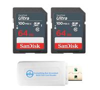 SanDisk SDSDUNR-064G-GN3IN - Tarjeta de memoria SD de 64 GB, clase 10 | Para fotografía de ráfaga y grabación de video continua, paquete con (1) lector de tarjetas SDHC multiranura Everything But
