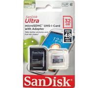 SanDisk SDSQUNB-032G-GN3MA - Tarjeta de Memoria microSD de 32 GB, Ultra Android, SDHC, Clase 10 UHS-I, SD + Adaptador SD