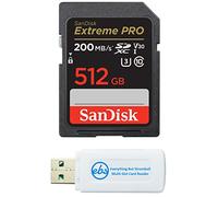 SanDisk SDXC Extreme Pro - Tarjeta de memoria de 512 GB, funciona con cámara Panasonic Lumix DC-G9 II sin espejo (SDSDXXD-512G-GN4IN) U3 C10 V30 Bundle con (1) Everything But Stromboli MicroSD y