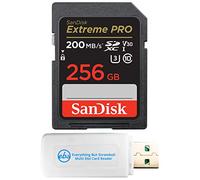 SanDisk - Tarjeta de memoria de 256 GB Extreme Pro, UHS-I, SD U3, A2, V30, funciona con cámara sin espejo Sony ZV-E1 (SDSDXXD-256G-GN4IN) 4K UHD con (1) lector de tarjetas Everything But Stromboli