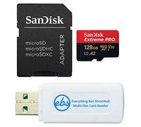 SanDisk - Tarjeta de memoria microSD de 128 GB con adaptador compatible con DJI Air 3, Air 3S Drone y OSMO Action 4 (SDSQXCD-128G-GN6MA) con 1 lector de tarjetas Everything But Stromboli MicroSD y SD