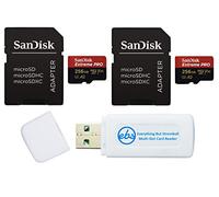 SanDisk - Tarjeta de memoria microSD de 256 GB (2 unidades) funciona con DJI Air 2S, Air 2, Mini, Mini 2, Mavic 2 Drone (SDSQXCD-256G-GN6MA) con 1 lector de tarjetas Everything But Stromboli MicroSDXC