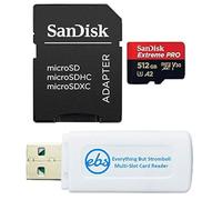 SanDisk - Tarjeta de memoria microSD Extreme Pro de 512 GB con adaptador compatible con cámara cardán DJI OSMO Pocket 3 (SDSQXCD-512G-GN6MA) con (1) lector de tarjetas Everything But Stromboli