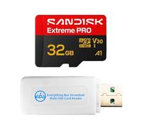 SanDisk - Tarjeta de memoria MicroSDHC Extreme Pro U3 V30 de 32 GB SDSQXCO | Funciona para DJI Mini Series: 4 Pro, 4K, 3 Pro, 3 paquetes con (1) Everything But Stromboli MicroSDXC y lector de tarjetas
