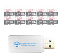 SanDisk - Tarjeta de memoria microSDHC Ultra Flash de 16 GB (paquete de 10 | Paquete para cámaras, tabletas y smartphones (SDSQUNS-016G-GN3MN) con (1) lector de tarjetas Everything But Stromboli