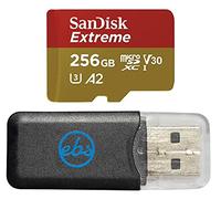 SanDisk - Tarjeta de memoria MicroSDXC Extreme de 256 GB, funciona con GoPro Max 2, HERO13 Black, Ultra Wide, Lit Hero (SDSQXAV-256G-GN6MN), V30 U3 A2, paquete con (1) lector Everything But Stromboli
