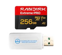 SanDisk - Tarjeta de memoria microSDXC Extreme PRO U3 V30 de 256 GB SDSQXCJ | Funciona para DJI Mini Series: 4 Pro, 4K, 3 Pro, 3 paquetes con (1) Everything But Stromboli MicroSDXC y lector de tarjetas