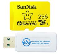 SanDisk Tarjeta de Memoria MicroSDXC UHS-I para Nintendo Switch OLED Model (SDSQXAO-256G-GNCZN) U3, Clase 10, 4K UHD Bundle con (1) Todo Menos Stromboli MicroSDXC y Lector de Tarjetas SD