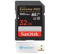 SanDisk - Tarjeta de memoria SD Extreme Pro UHS-I de 32 GB, funciona con cámara Sony sin espejo ZV-E1 (SDSDXXO-032G-GN4IN) C10 U3 V30 4K UHD con (1) lector de tarjetas SDXC Everything But Stromboli