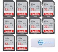 SanDisk - Tarjeta de memoria SDHC Ultra de 32 GB (paquete de 10) funciona con Bushnell Stealth P, Stealth X, Core Series Trail Camera (SDSDUN4-032G-GN6IN) paquete con (1) lector de tarjetas Everything
