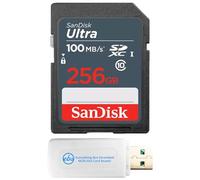 SanDisk - Tarjeta de memoria SDXC SDSDUNR-256G-GN3IN de 100 MB/s SD Ultra, 256 GB, clase 10, paquete con 1 lector de tarjetas de memoria Everything But Stromboli multiranura
