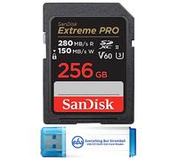 SanDisk - Tarjeta de memoria SDXC UHS-II de 256 GB (SDSDXEP-256G-GN4IN) con 1 lector de tarjetas Everything But Stromboli SD
