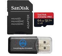 SanDisk - Tarjeta de memoria UHS-I de 64 GB, versión Extreme Pro, con adaptador MicroSDXC compatible con cámara Osmo Action 5 Pro, SDSQXCU-064G-GN6MA, paquete con (1) lector de tarjetas Everything But