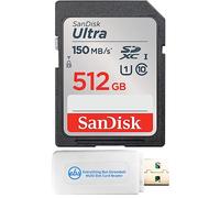 SanDisk - Tarjeta de memoria Ultra SDXC UHS-I de 512 GB de hasta 150 MB/s C10 U1 Full HD | Tarjeta SD para cámaras Trail (SDSDUNC-512G-GN6IN) con (1) lector de tarjetas Everything But Stromboli MicroSDXC y SD