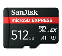 SanDisk Tarjeta microSD Express de 512 GB, hasta 880 MB/s de Velocidad de Lectura y hasta 650 MB/s de Escritura, con Velocidad de Escritura sostenida de 220 MB/s, U3, C10