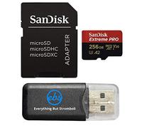 SanDisk Tarjeta MicroSDXC de 256 GB Extreme Pro, compatible con cámara de acción Insta 360 X4 Ultimate, 8K, con velocidad de lectura de hasta 200 MB/s (SDSQXCD-256G-GN6MA) con 1 lector de tarjetas