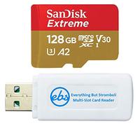 SanDisk - Tarjeta microSDXC extrema de 128 GB compatible con teléfonos Samsung Galaxy A14 5G, A24, A34 5G, A54 5G (SDSQXAA-128G-GN6MN) con 1 lector de tarjetas Everything But Stromboli MicroSD