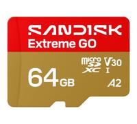 SANDISK Tarjeta microSDXC UHS-I Extreme GO de 64 GB, video UHD 5K y 4K, lectura de 170 MB/s, escritura de 80 MB/s, A2, U3, V30, alta velocidad para Android, cámara de acción y juegos